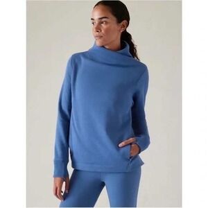 Athleta Womens Blue Cozy Karma Twist Neck Sweatshirt Size Small